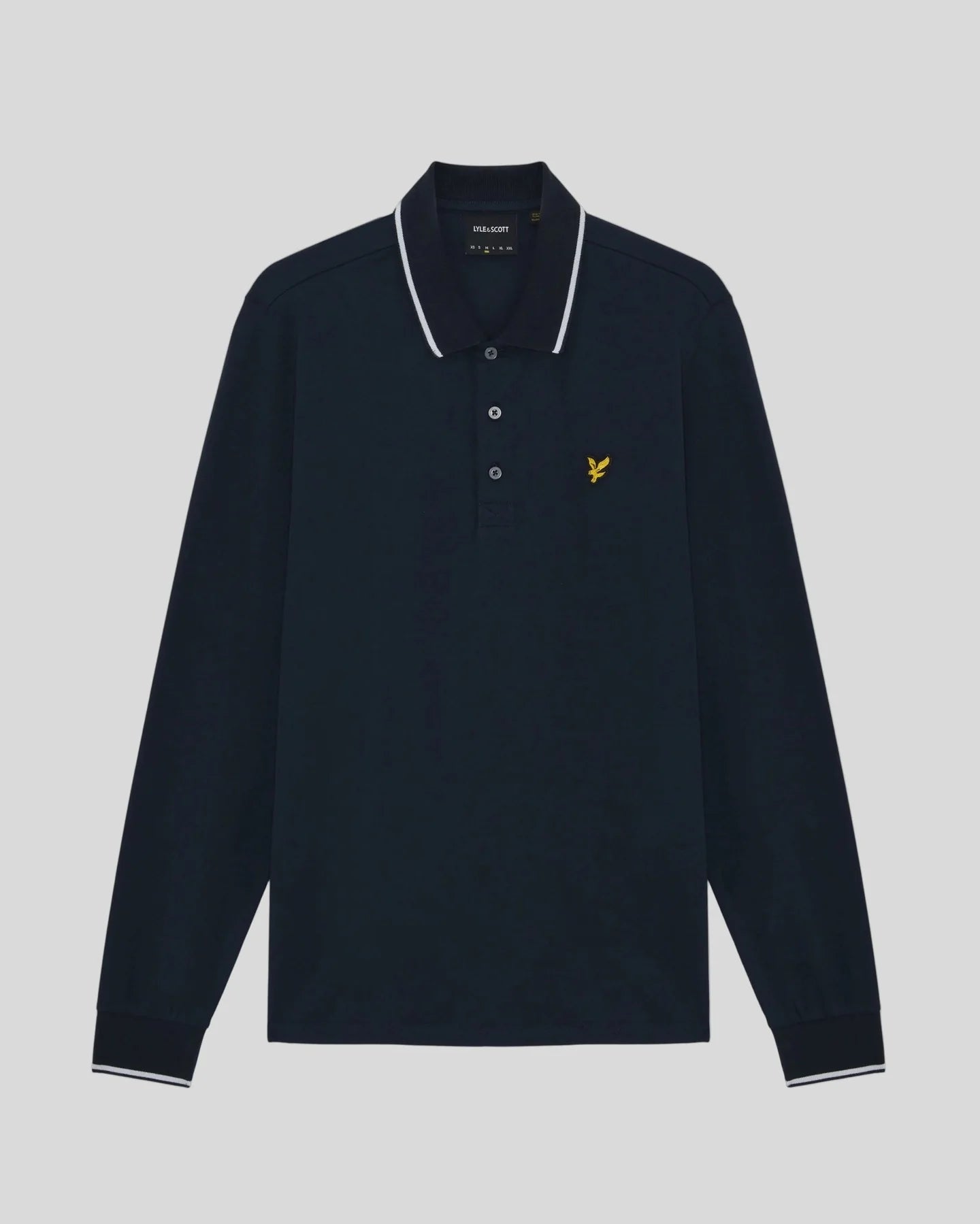 Lyle & Scott Tipped Long Sleeve Polo Shirt Navy/White
