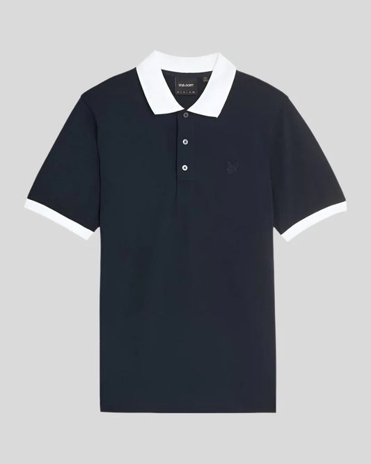 Lyle & Scott Superfine Cotton Contrast Polo Shirt Navy/White