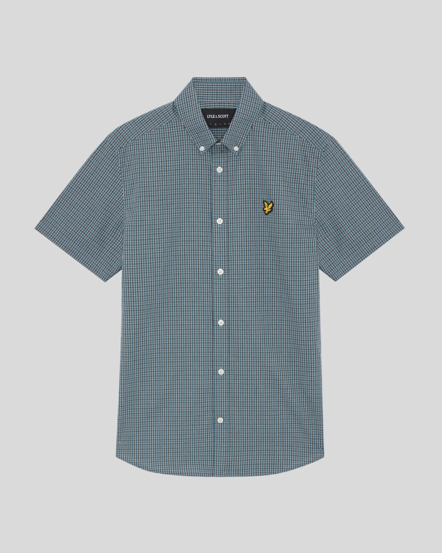 Lyle & Scott Fine Check Short Sleeve Shirt Denim