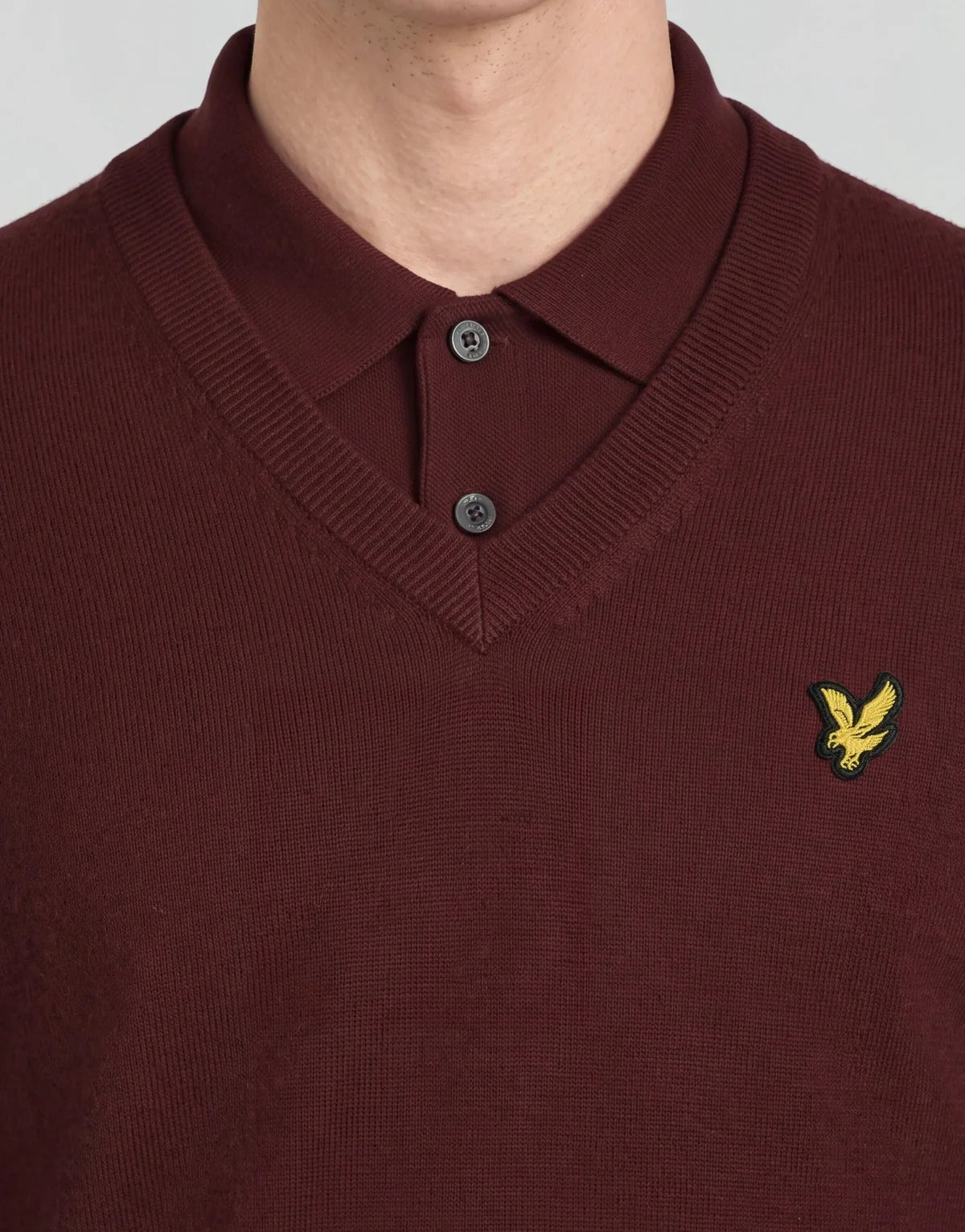 Lyle & Scott Archive Knitted V-Neck Jumper Claret Jug