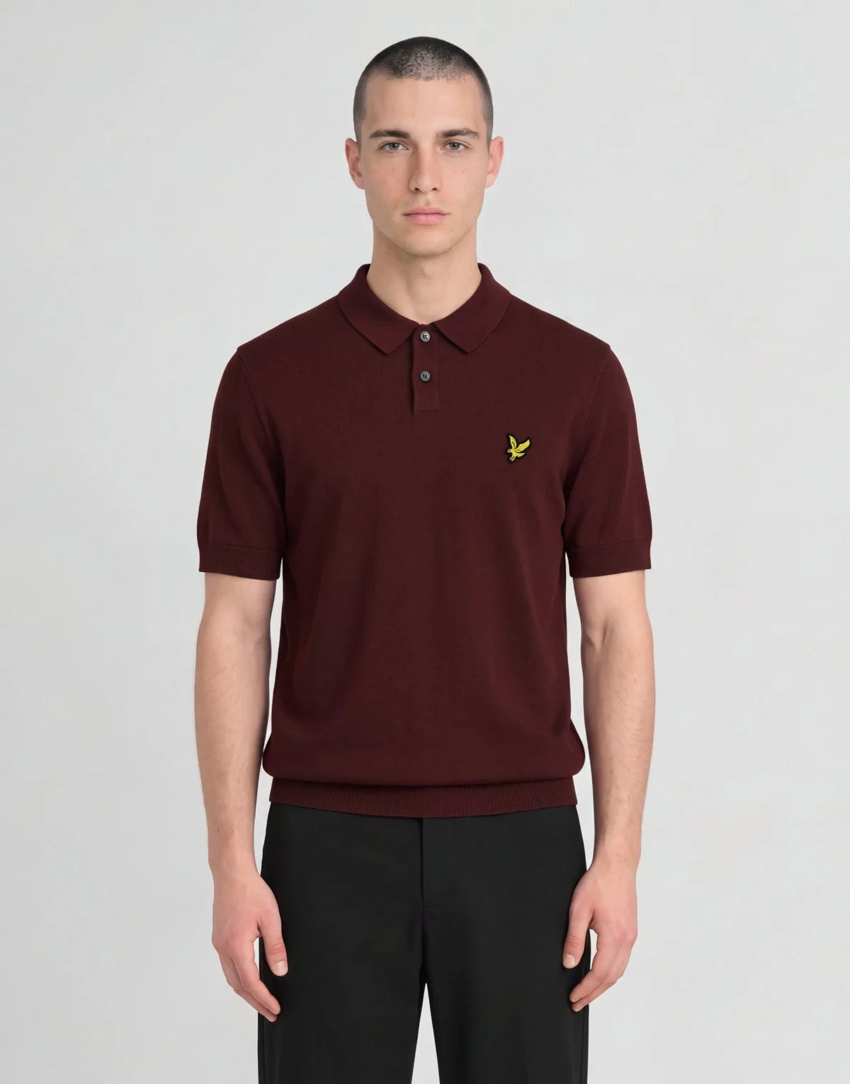 Lyle & Scott Archive Knitted Polo Shirt Claret Jug