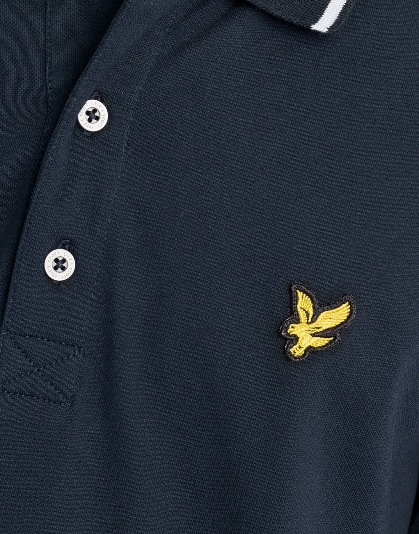 Lyle & Scott Tipped Long Sleeve Polo Shirt Navy/White