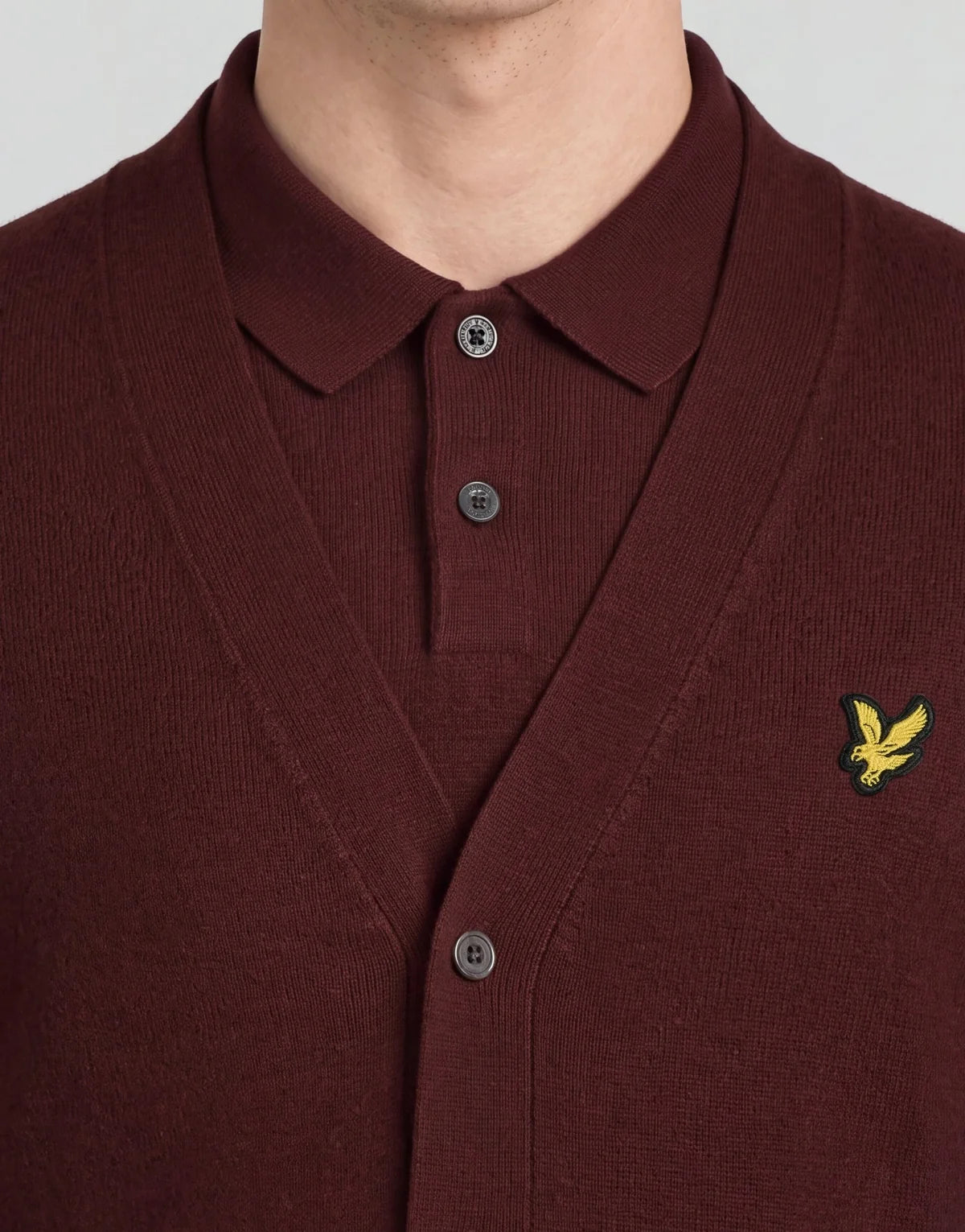 Lyle & Scott Archive Knitted Classic Cardigan Claret Jug