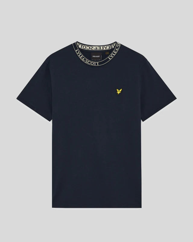 Lyle & Scott Collar Logo Ribbed T-Shirt Navy/White