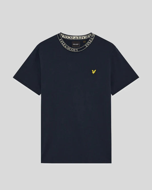 Lyle & Scott Collar Logo Ribbed T-Shirt Navy/White