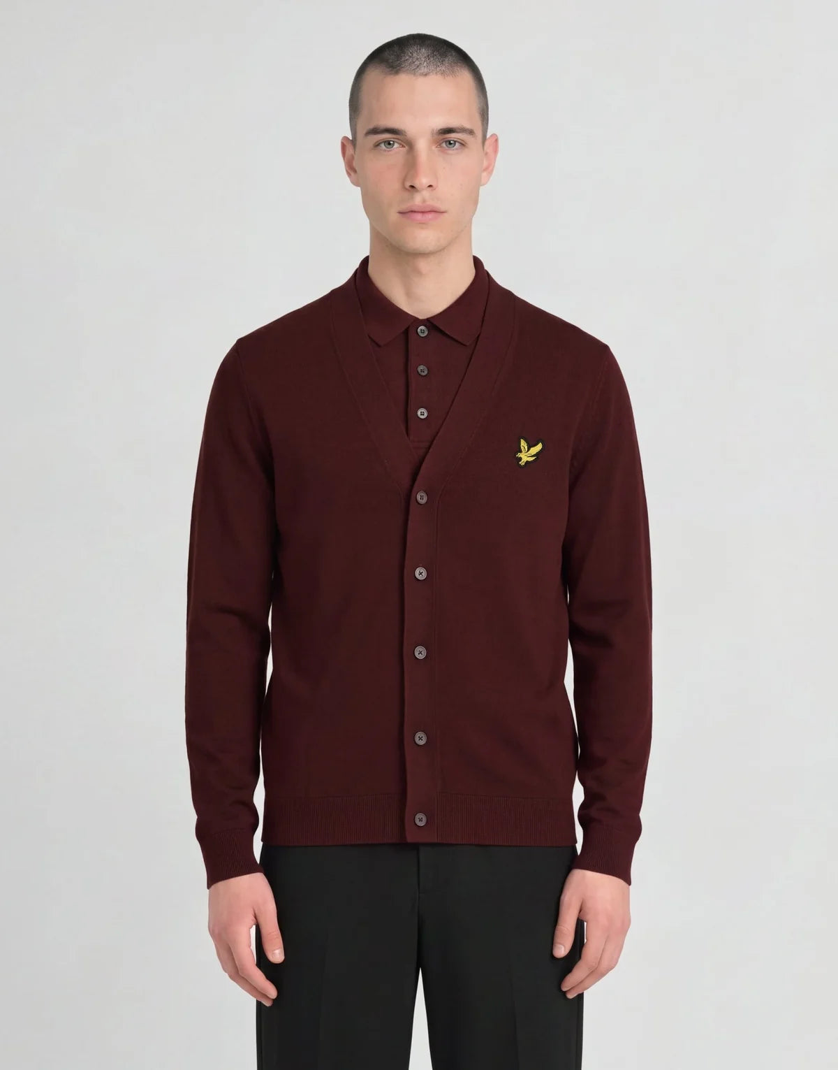 Lyle & Scott Archive Knitted Classic Cardigan Claret Jug