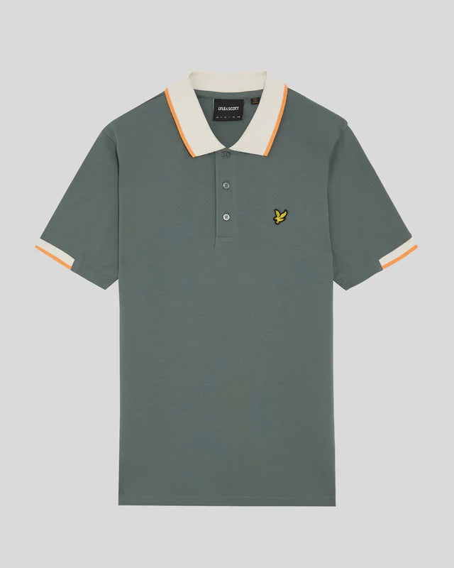 Lyle & Scott Half Tipped Polo In Green Mercurial