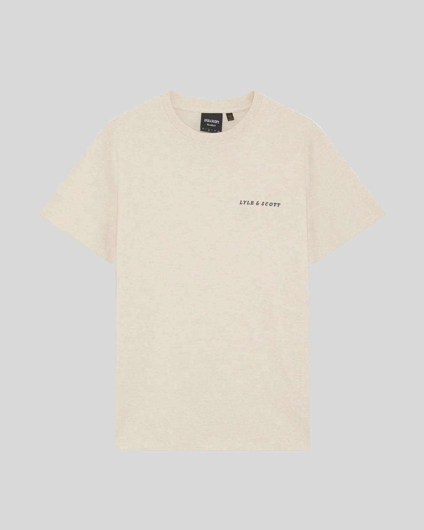 Men's Lyle & Scott cotton crew neck T-shirt with script logo in Ice Cream Marl, featuring a comfortable fit and stylish design.