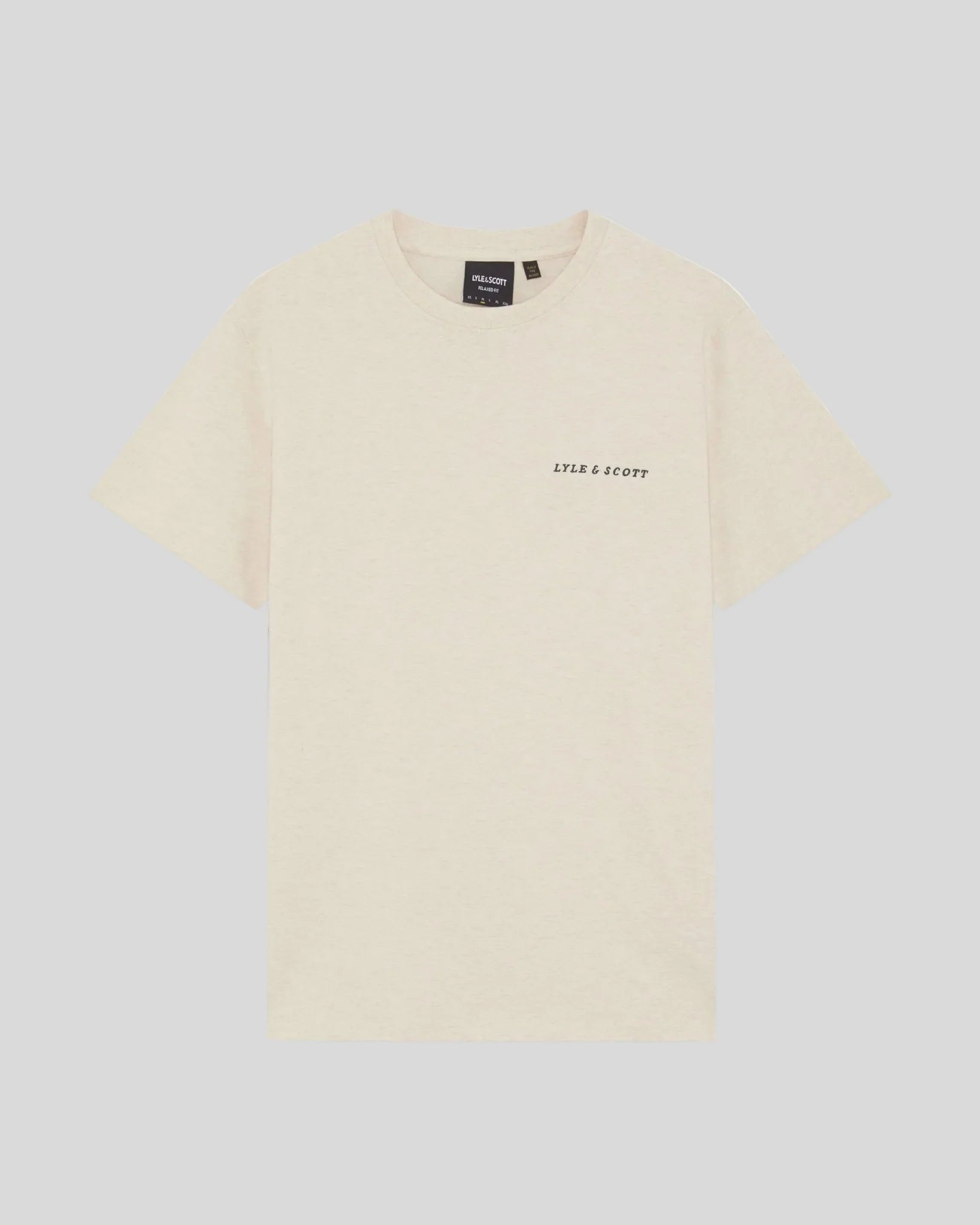Men's Lyle & Scott cotton crew neck T-shirt with script logo in Ice Cream Marl, featuring a comfortable fit and stylish design.