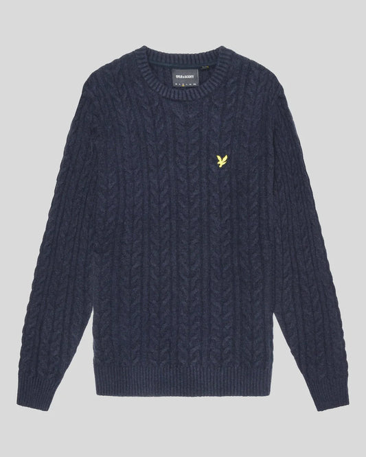 Lyle & Scott Knit Cable Crew Neck Jumper Dark Navy