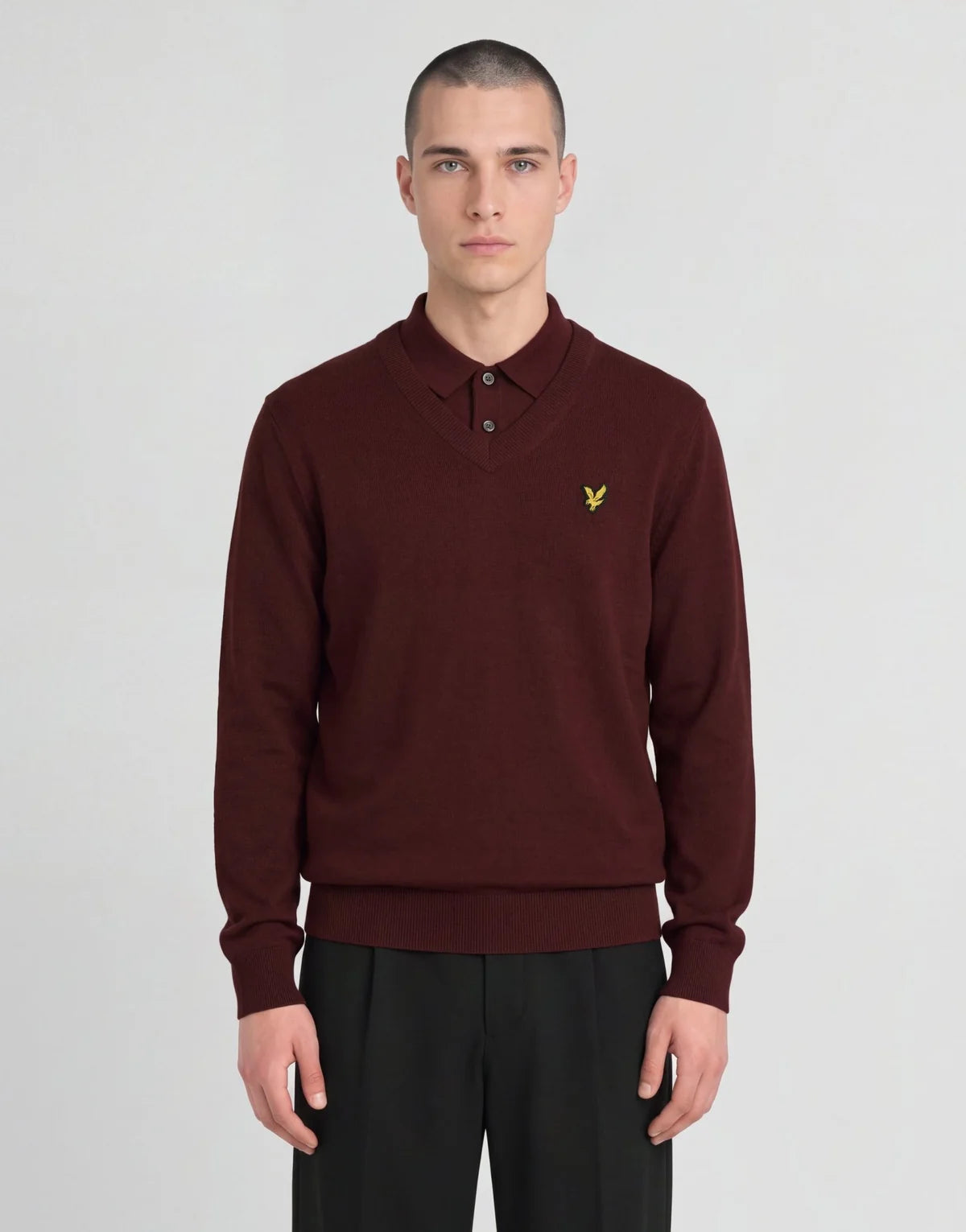 Lyle & Scott Archive Knitted V-Neck Jumper Claret Jug