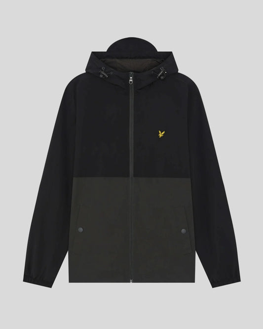 Lyle & Scott Colour Block Zip Through Hooded Jacket Jet Black/Gunmetal