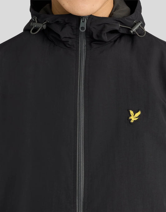 Lyle & Scott Contrast Zip Through Hooded Jacket Jet Black/Gunmetal