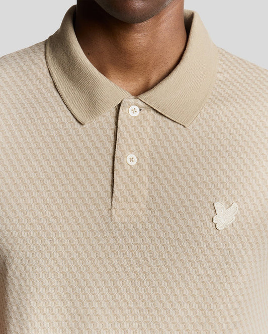 Lyle & Scott Graphic Jacquard Polo Shirt Stone
