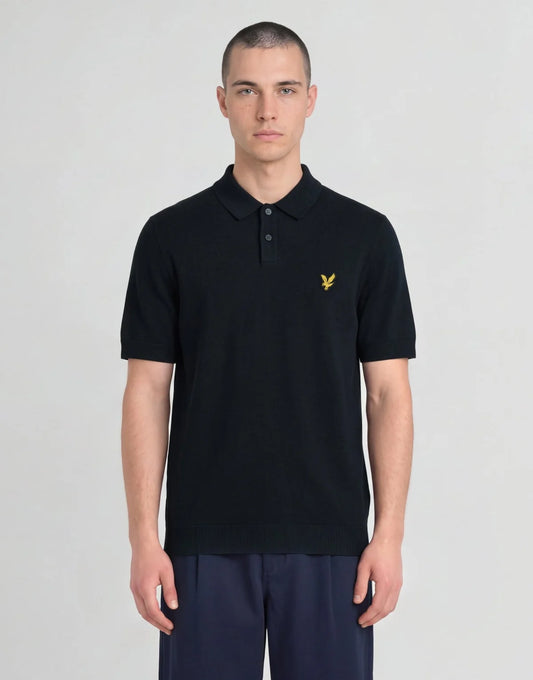 Lyle & Scott Archive Knitted Polo Shirt Dark Navy