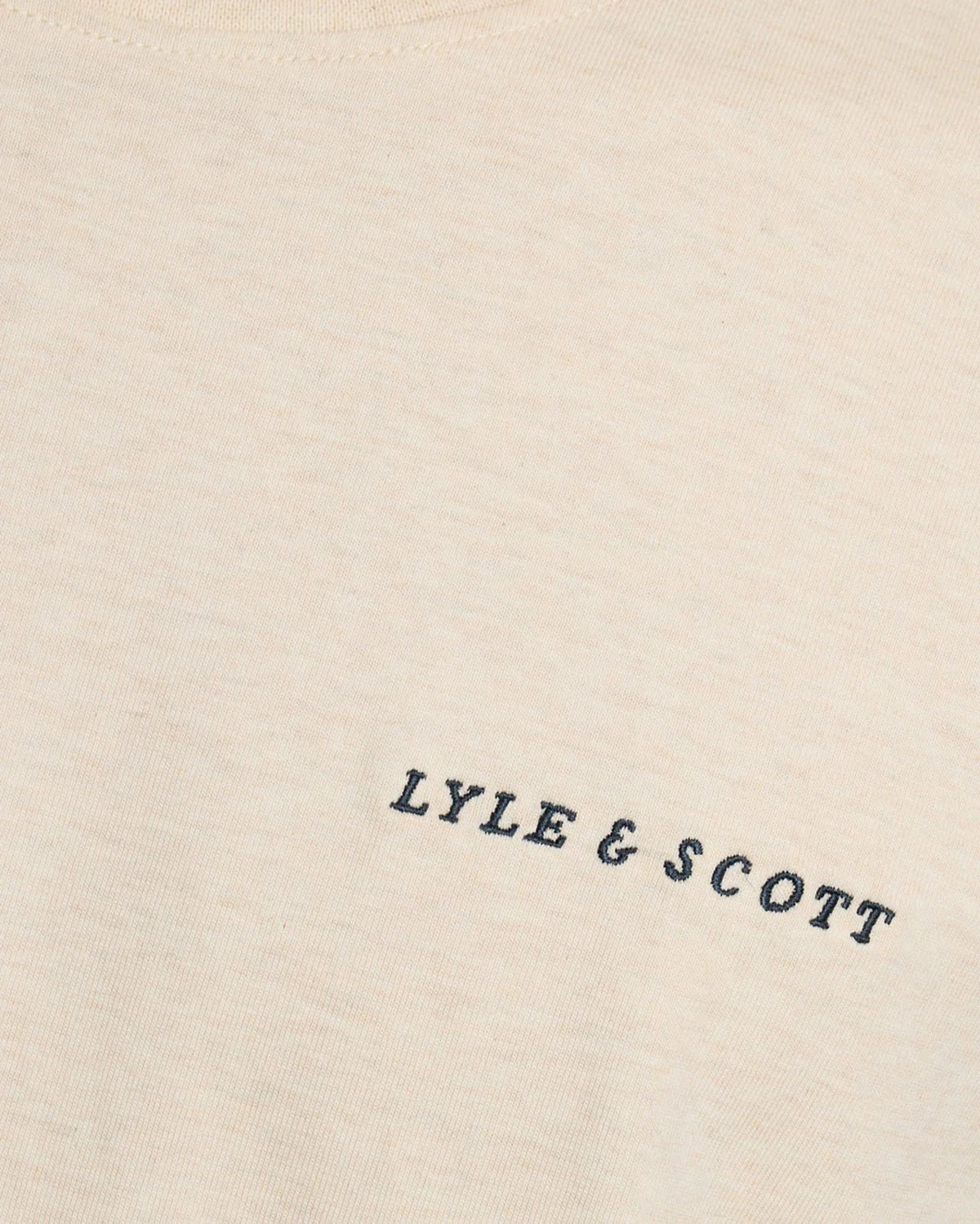 Men's Lyle & Scott cotton crew neck T-shirt in Ice Cream Marl with script logo, casual and comfortable fit.
