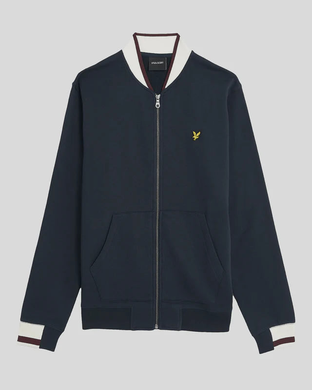 Lyle & Scott Half Tipped Jersey Bomber in Navy