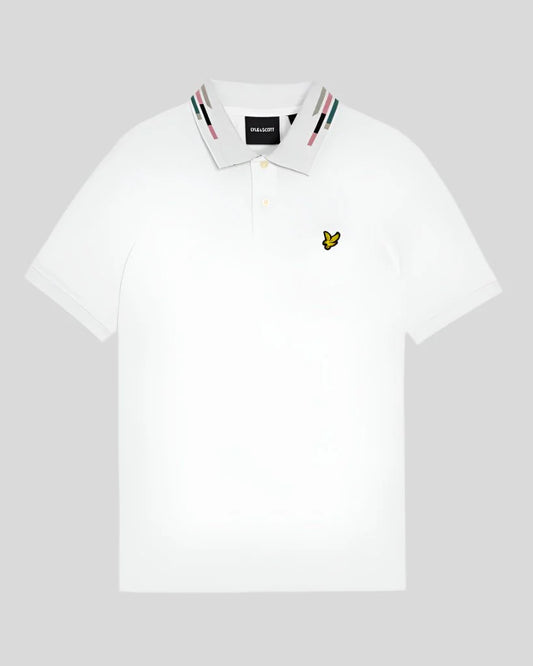 Lyle & Scott Striped Tipped Polo Shirt White/Dark Navy