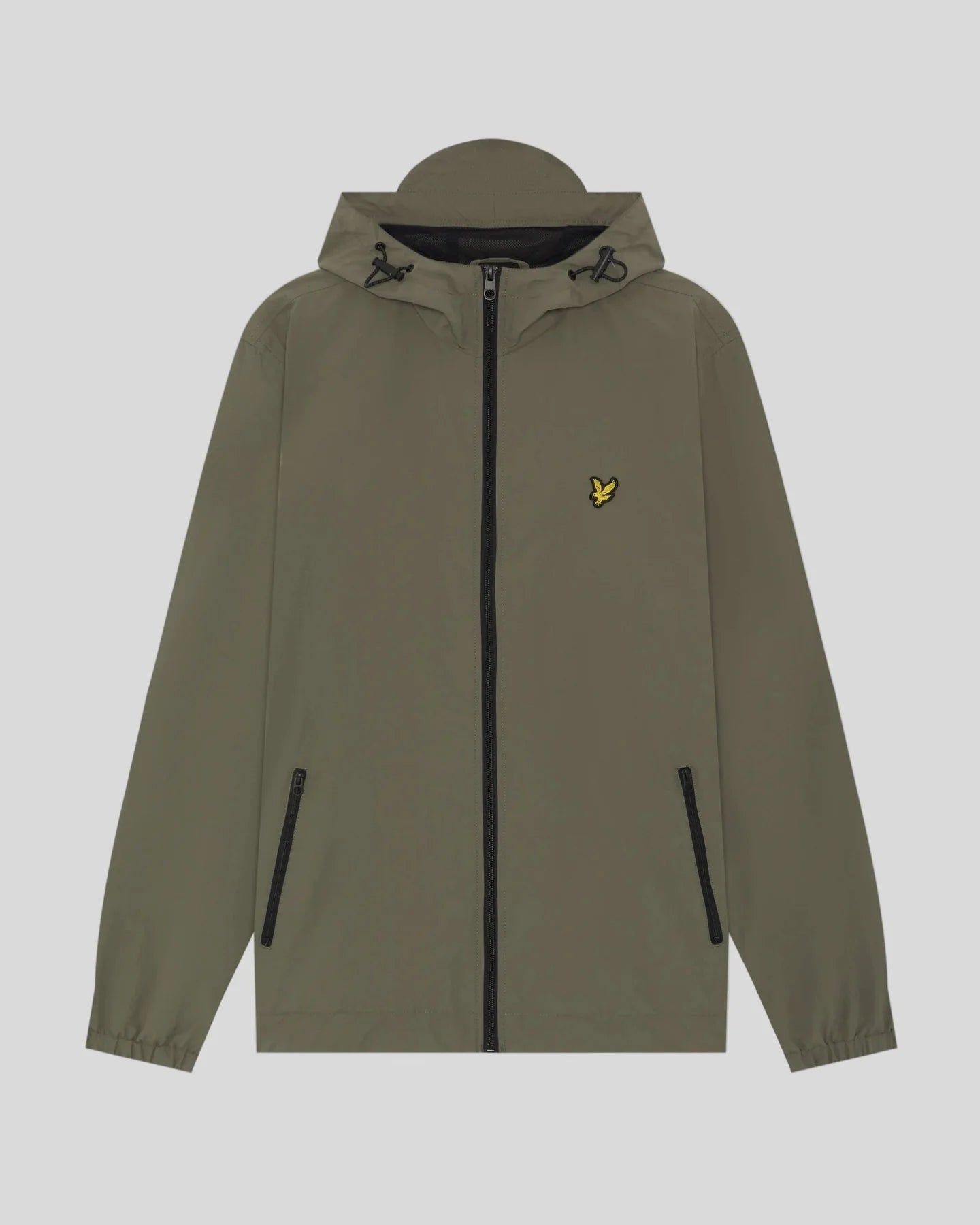 Lyle & Scott Contrast Zip Through Hooded Jacket Khaki Ash/Jet Black