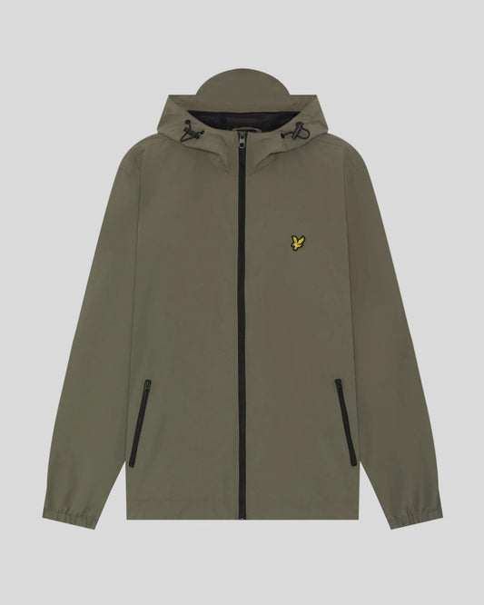 Lyle & Scott Contrast Zip Through Hooded Jacket Khaki Ash/Jet Black