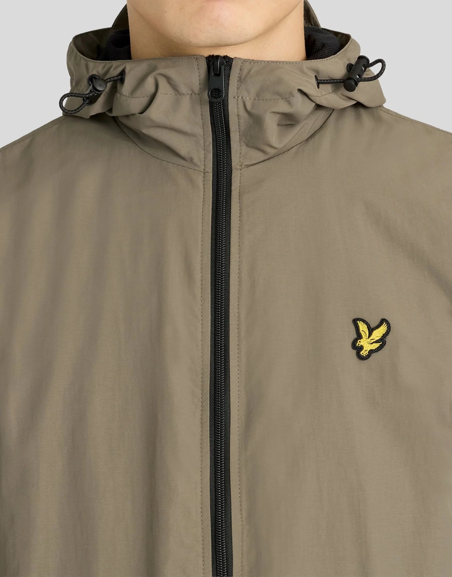 Lyle & Scott Contrast Zip Through Hooded Jacket Khaki Ash/Jet Black
