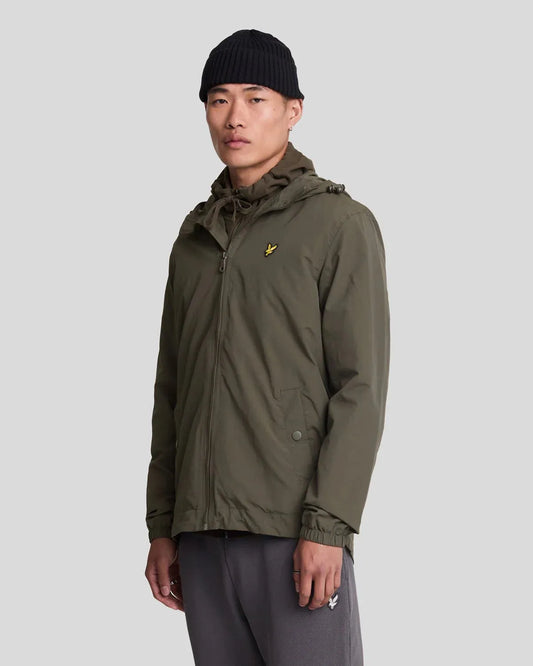 Lyle & Scott Zip Through Hooded Jacket In Olive