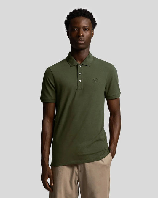 Lyle & Scott Tonal Eagle Polo Shirt In Olive - RD1 Clothing