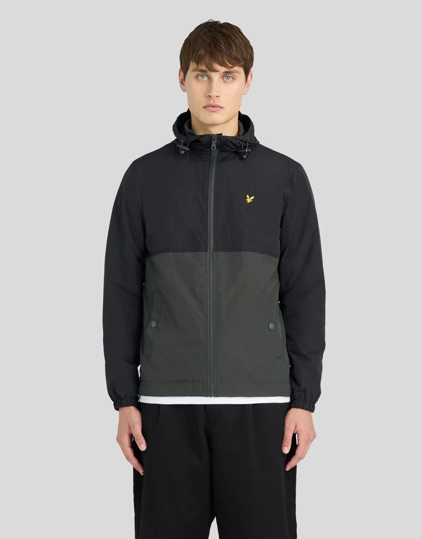 Lyle & Scott Colour Block Zip Through Hooded Jacket Jet Black/Gunmetal