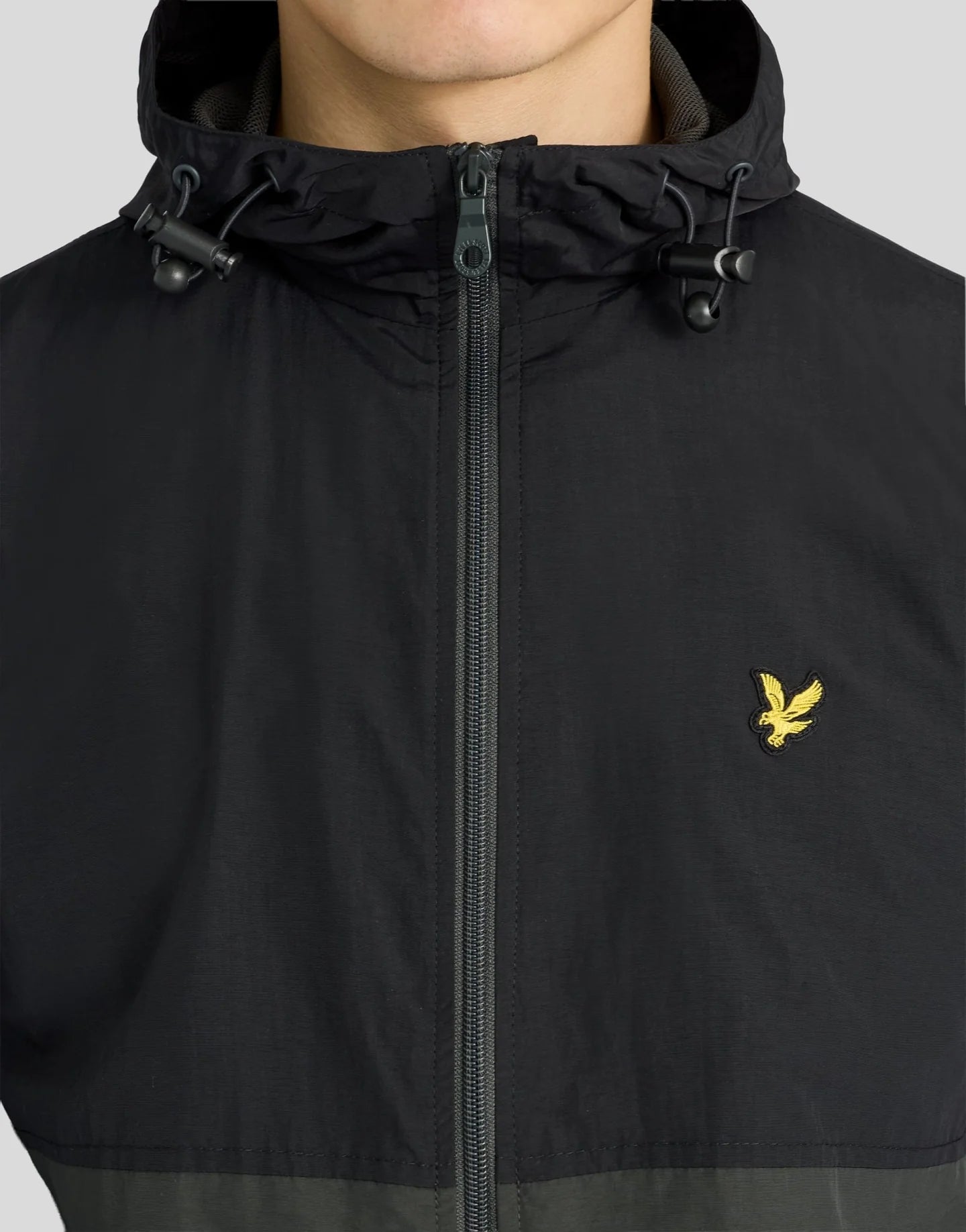 Lyle & Scott Colour Block Zip Through Hooded Jacket Jet Black/Gunmetal