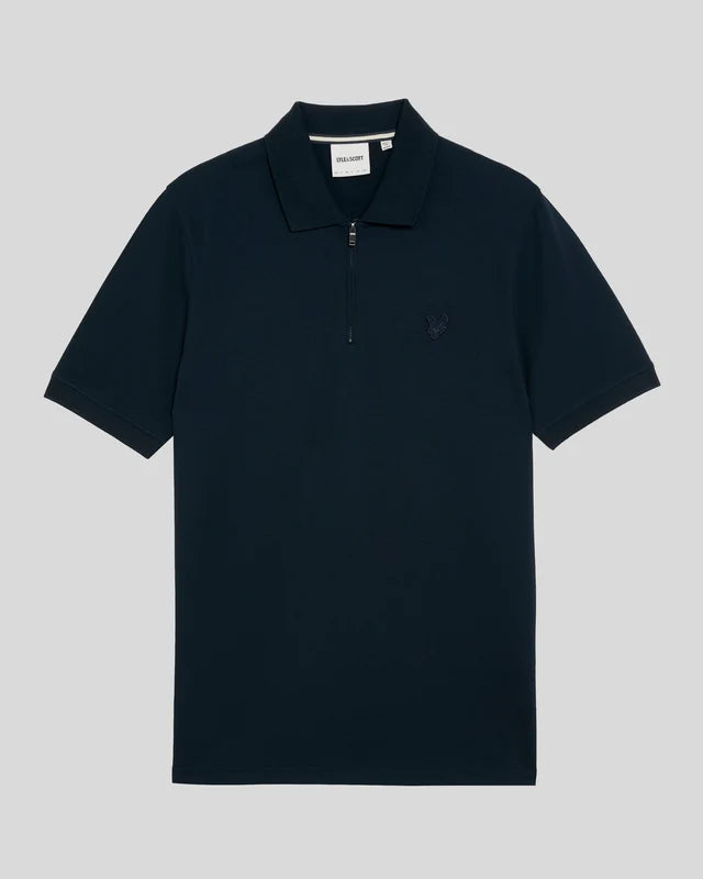 Lyle & Scott Superfine Cotton Zip Polo Shirt Carbon - RD1 Clothing