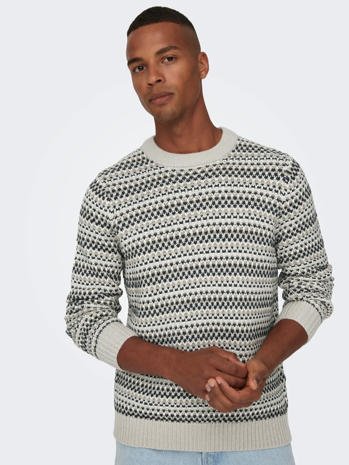 Only & Sons Onsmusa Reg Crew Knitted Jumper Beige