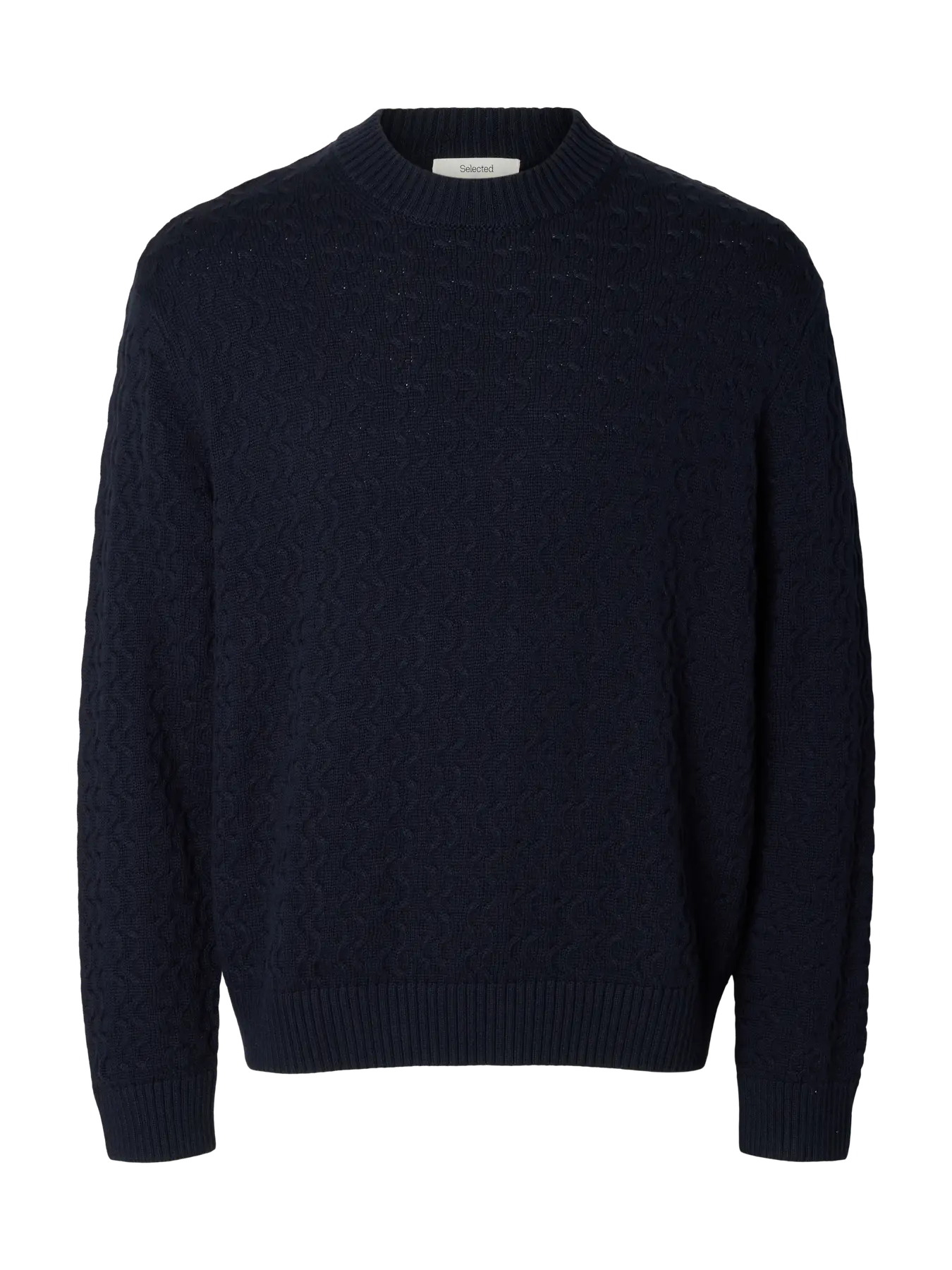Selected Homme Long Sleeve Knitted Relaxed Crew Neck Navy