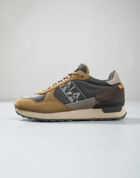 Brown Napapijri Raindrum trainers shoes with stylish design and durable sole, perfect for casual wear.