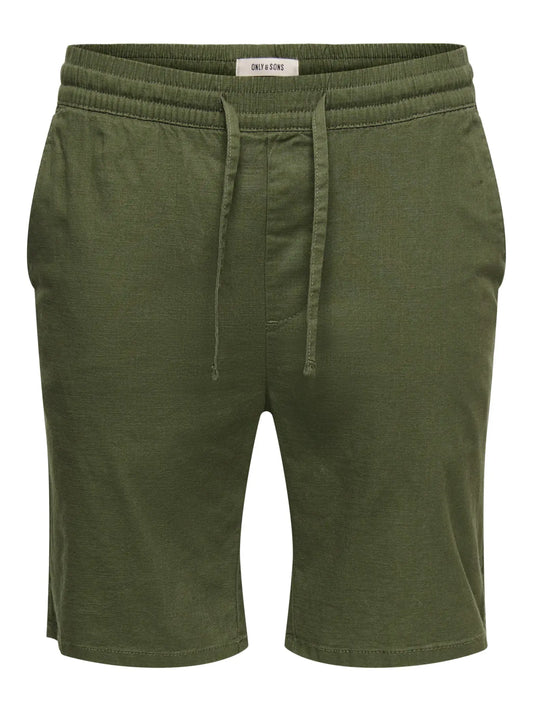 Only & Sons Onsreid Slim Slub Shorts Green - RD1 Clothing