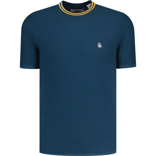 Original Penguin Textured Sweater Knit T-Shirt Blue Wing Teal - RD1 Clothing