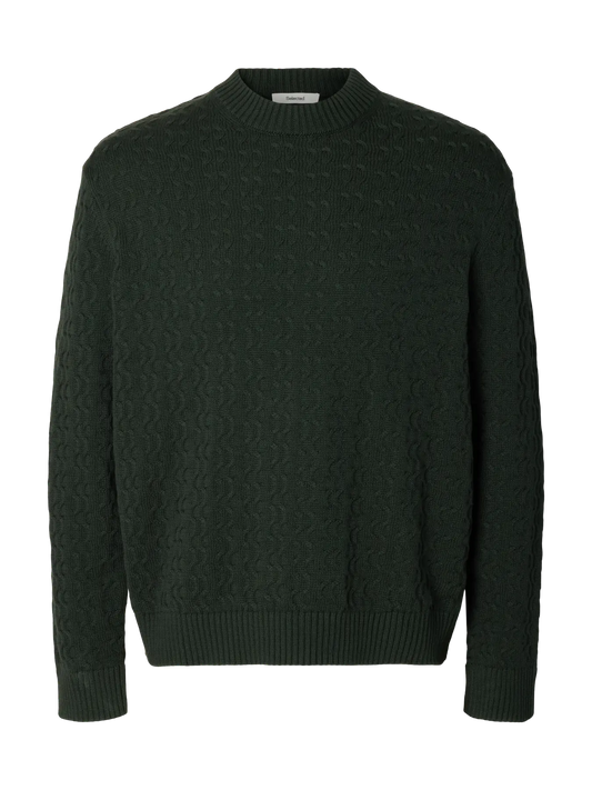 Selected Homme Long Sleeve Knitted Relaxed Crew Neck Green