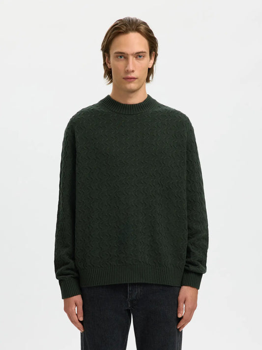 Selected Homme Long Sleeve Knitted Relaxed Crew Neck Green