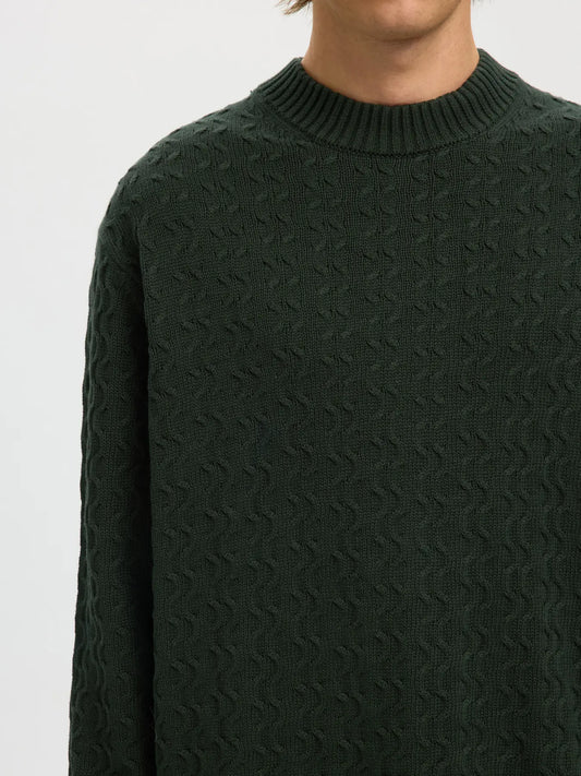 Selected Homme Long Sleeve Knitted Relaxed Crew Neck Green