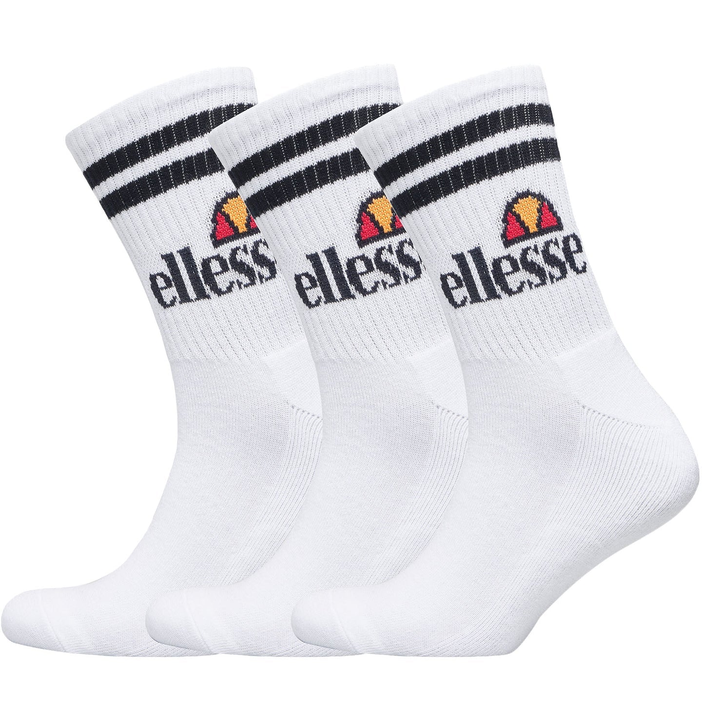 Ellesse Mens Pullo 3 Pack Sports Crew Socks - White