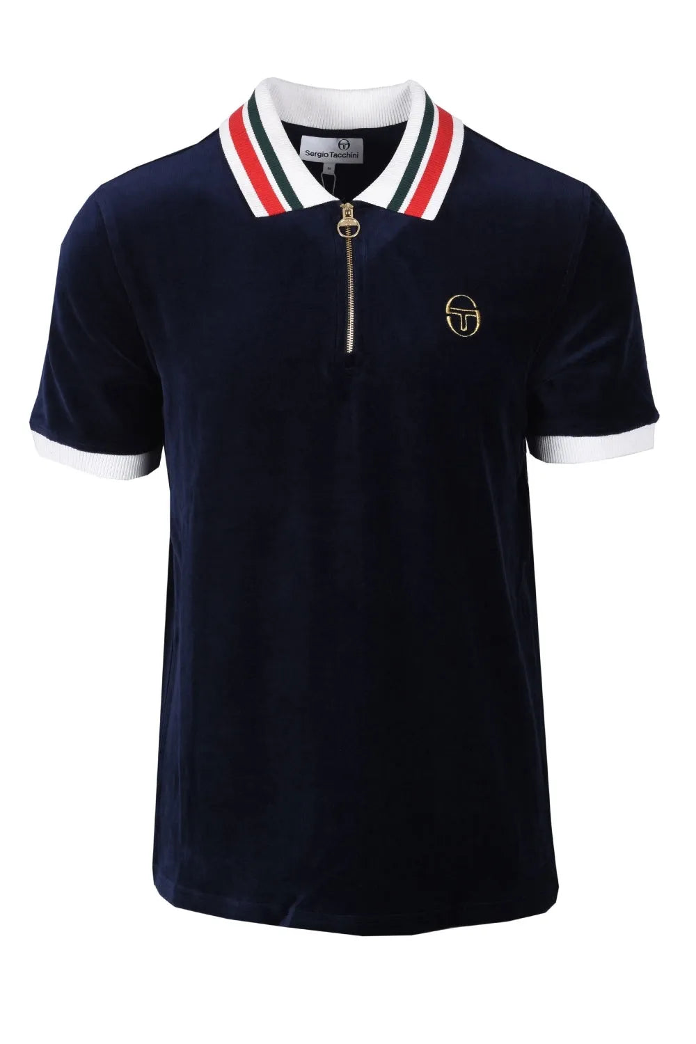 Sergio Tacchini Mahony Velour Polo In Maritime Blue