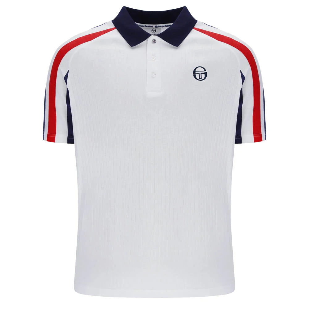 Sergio Tacchini New Blow Polo White/Maritime Blue/Adrenaline Rush
