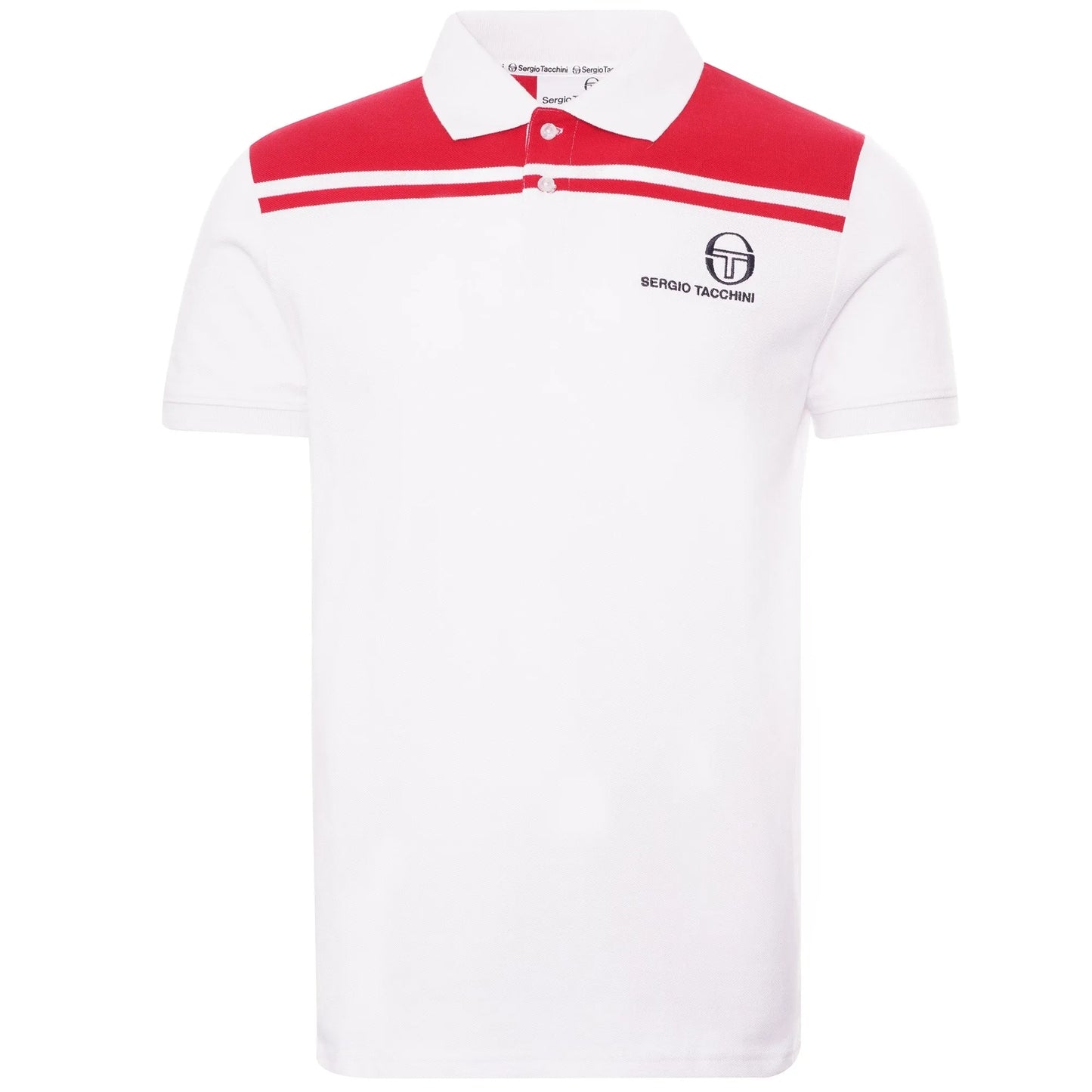 Sergio Tacchini New Young Line Polo In White/ Tango Red