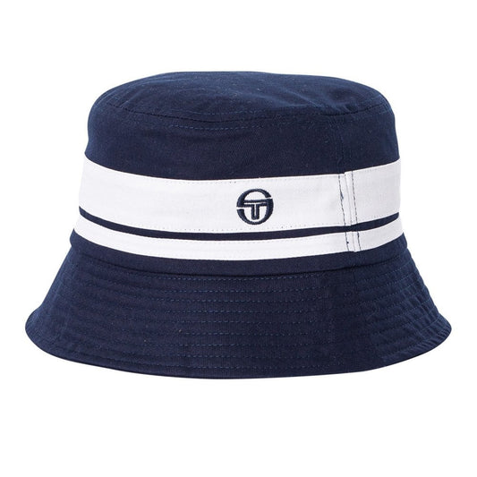 Sergio Tacchini Newsford Bucket Hat In Maritime Blue/ Gardenia