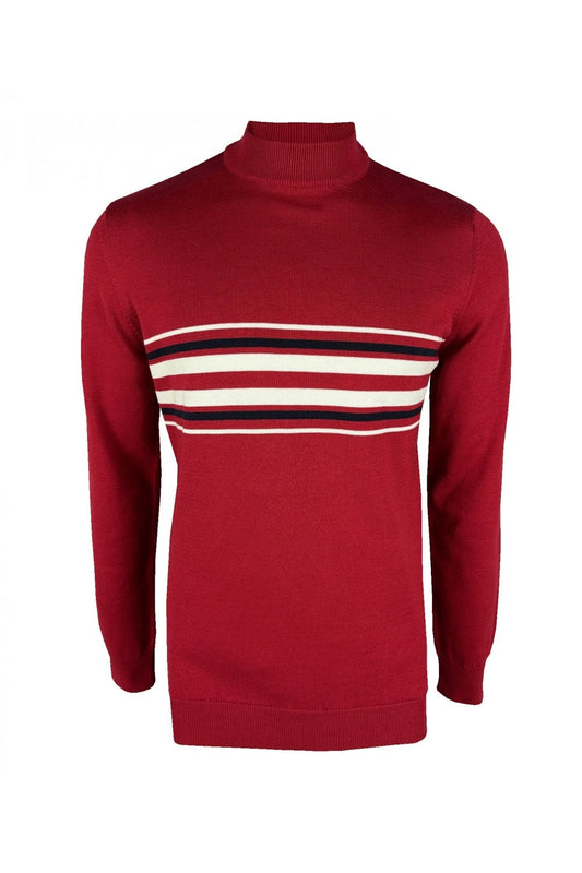 Ska & Soul Knebworth Border Stripe Knit Blood Red