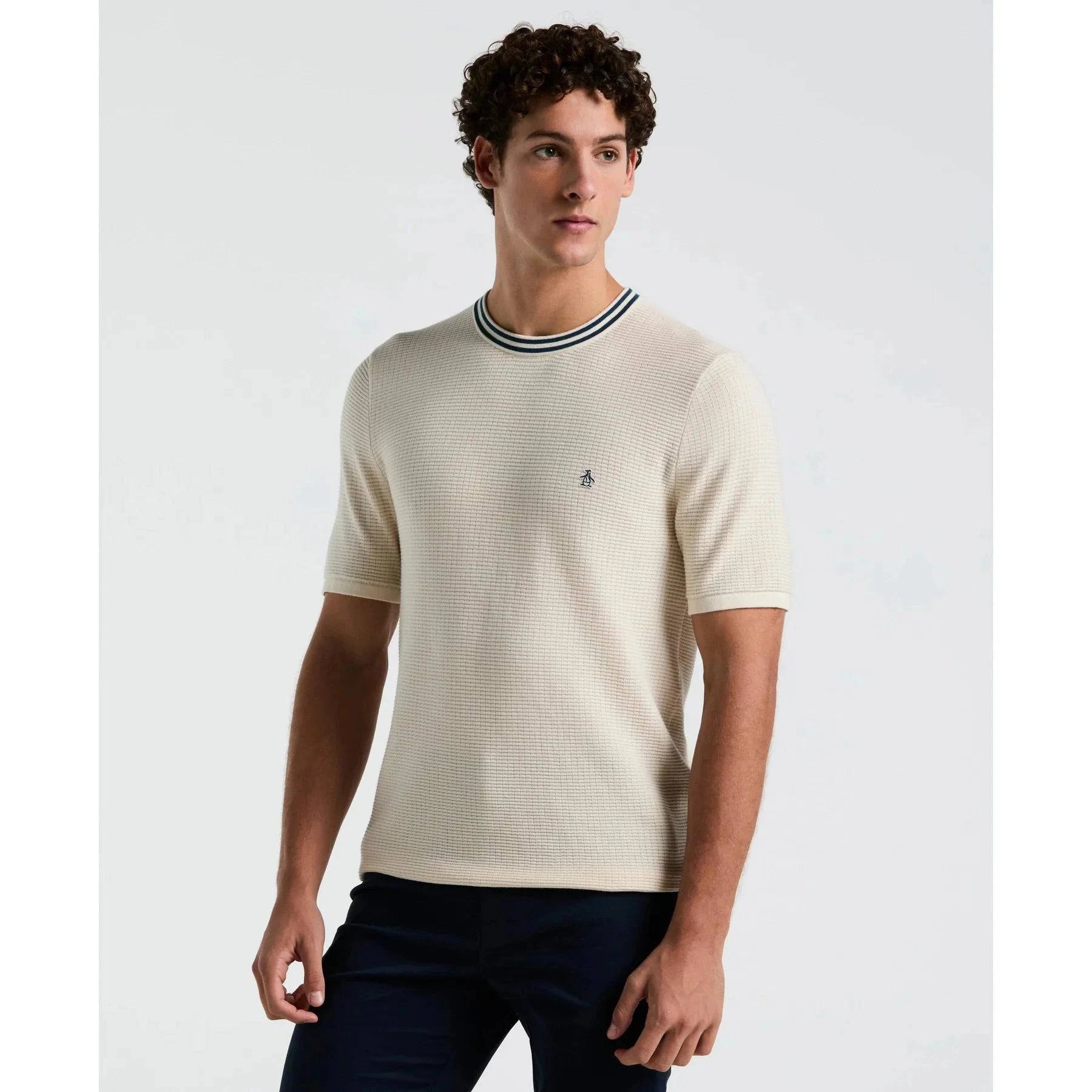 Original Penguin Textured Sweater Knit T-Shirt Birch - RD1 Clothing