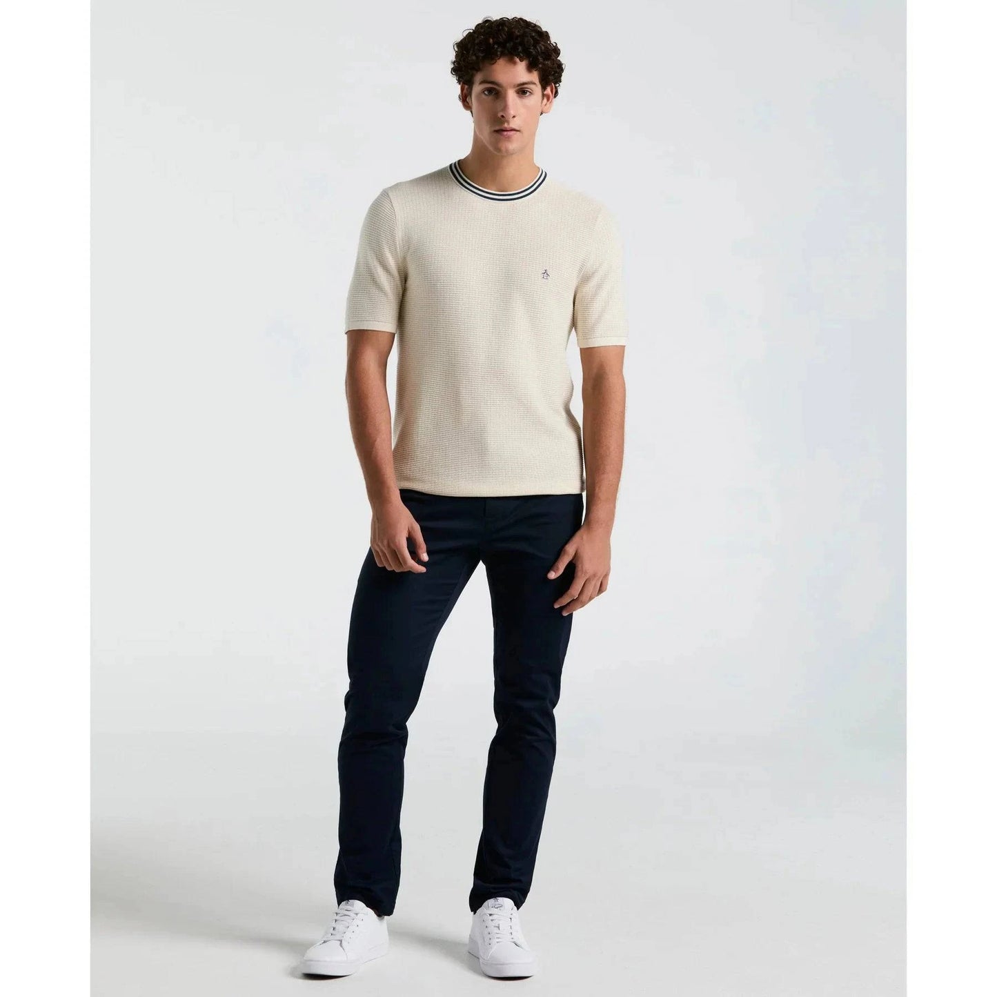 Original Penguin Textured Sweater Knit T-Shirt Birch - RD1 Clothing
