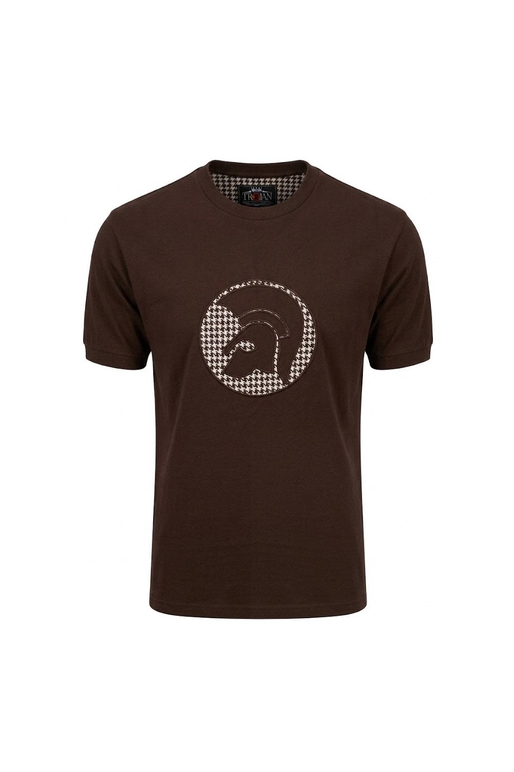 Trojan Applique Houndstooth Jacquard Tee Chocolate