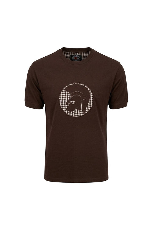 Trojan Applique Houndstooth Jacquard Tee Chocolate