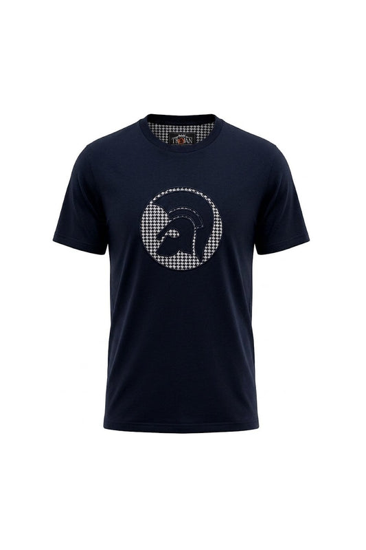 Trojan Applique Houndstooth Jacquard Tee Navy