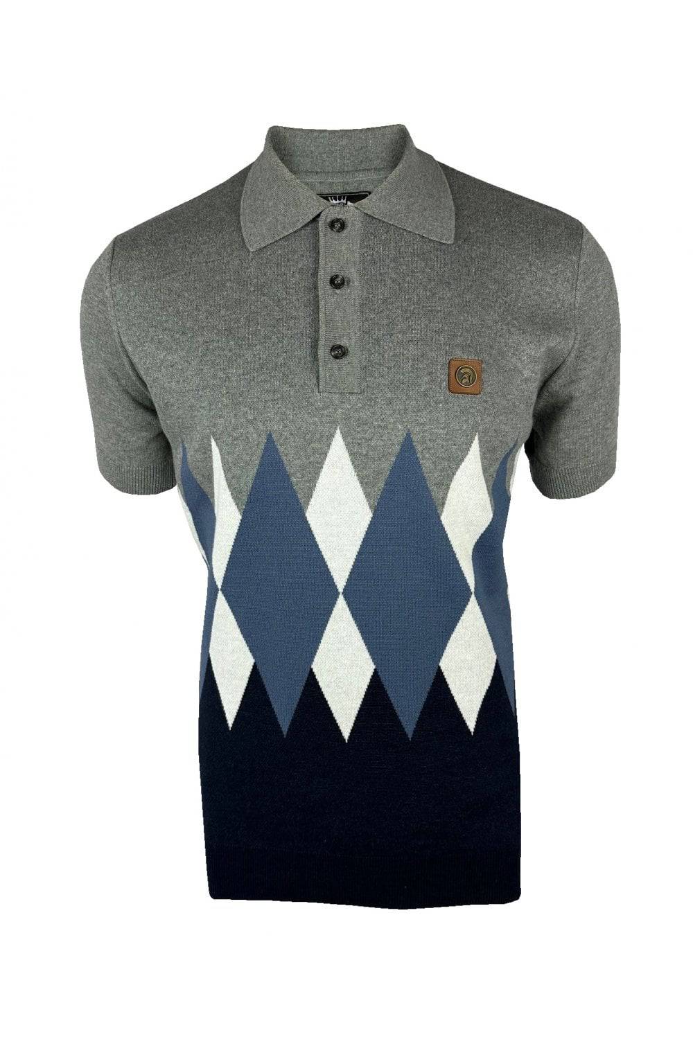 Trojan Border Diamond Fine Gauge Polo Grey - RD1 Clothing